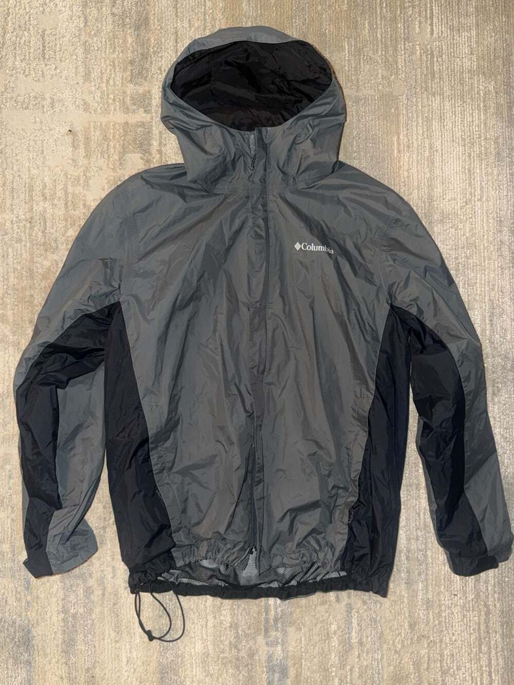 Columbia Men's Point Park Windbreaker Hooded Jacket Grey Black